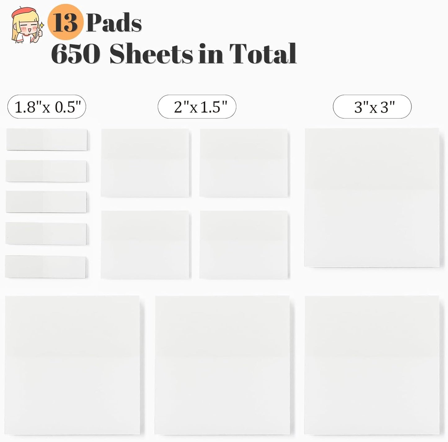 Transparent Sticky Notes - Pastel Color Clear Sticky Notes, 3x3 inch, Waterproof, 300 Sheets for College, School & Office