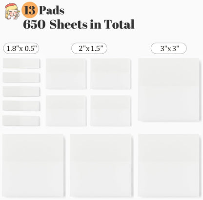 Transparent Sticky Notes - Pastel Color Clear Sticky Notes, 3x3 inch, Waterproof, 300 Sheets for College, School & Office