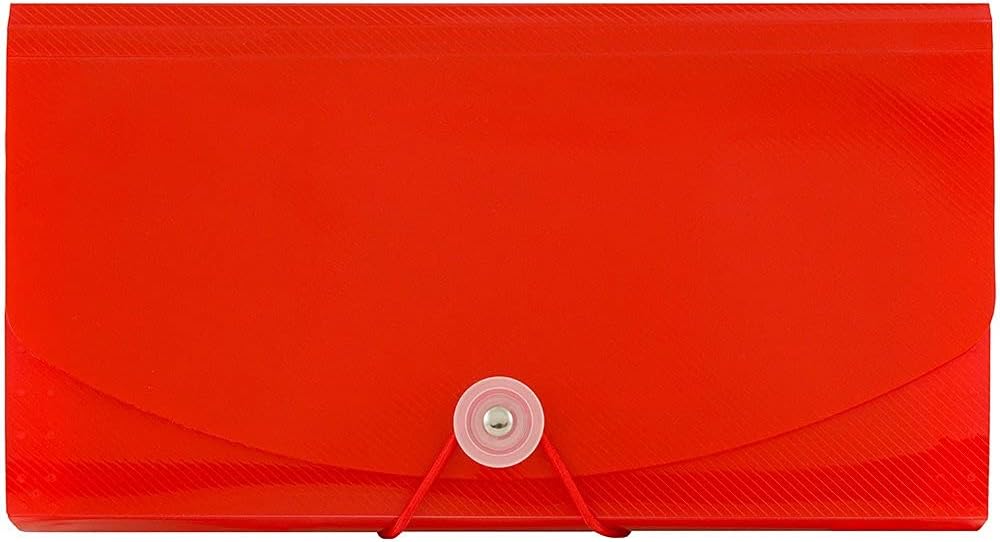 JAM Paper Accordion Folders - 13 Pocket Plastic Expanding File - Legal Size - 10 x 15 - Red - Sold Individually