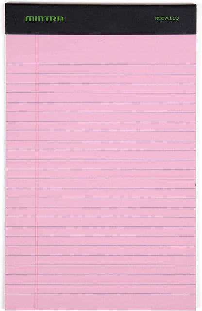 Mintra Office Colorful Legal Pads - Includes 2 Blue, 2 Pink, and, 2 Green Writing Pads, Micro Perforated Lined Sheets, Ideal for Professional & Personal Use, 5"x8" Narrow Ruled, 6 pack Basic Pastel