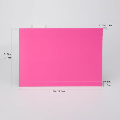 VZCPYTPM 25 Pack Hanging File Folders Letter Size,Pink Reliable Hanging Folders for Filing Cabinet,Reinforced Rods for Smooth Gliding,Includes 1/5 Adjustable Tabs & Inserts,Ideal for Home & Office