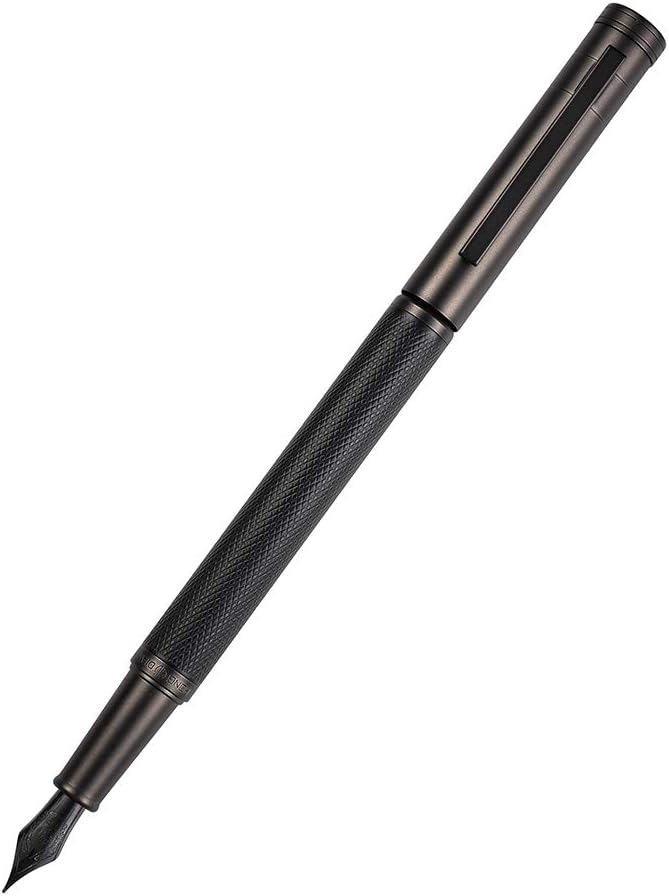Hongdian Matte Black Forest Rollerball Pen with Schmidt Black Ink Refill, Classic Design with Metal Case for Business Signature
