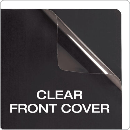 Oxford Linen Report Covers, Clear Front, Letter Size Folder with Prongs, for Presentation at School or Office, Black, 5 per Pack (50406)