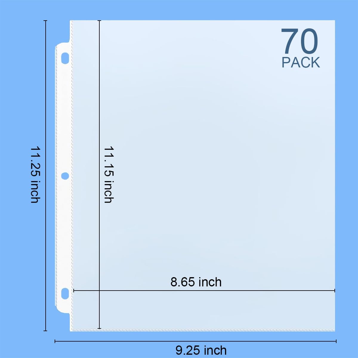 DOSEWART 70Pack Sheet Protectors, Clear Heavy Duty Plastic Page Protectors for 3 Ring Binder, Top Loading Sheet Protectors 8.5 x 11” for Photo, Paper, Document Protector