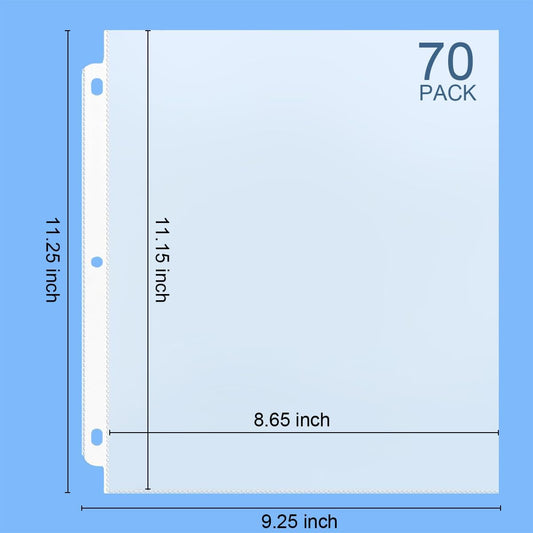 DOSEWART 70Pack Sheet Protectors, Clear Heavy Duty Plastic Page Protectors for 3 Ring Binder, Top Loading Sheet Protectors 8.5 x 11” for Photo, Paper, Document Protector