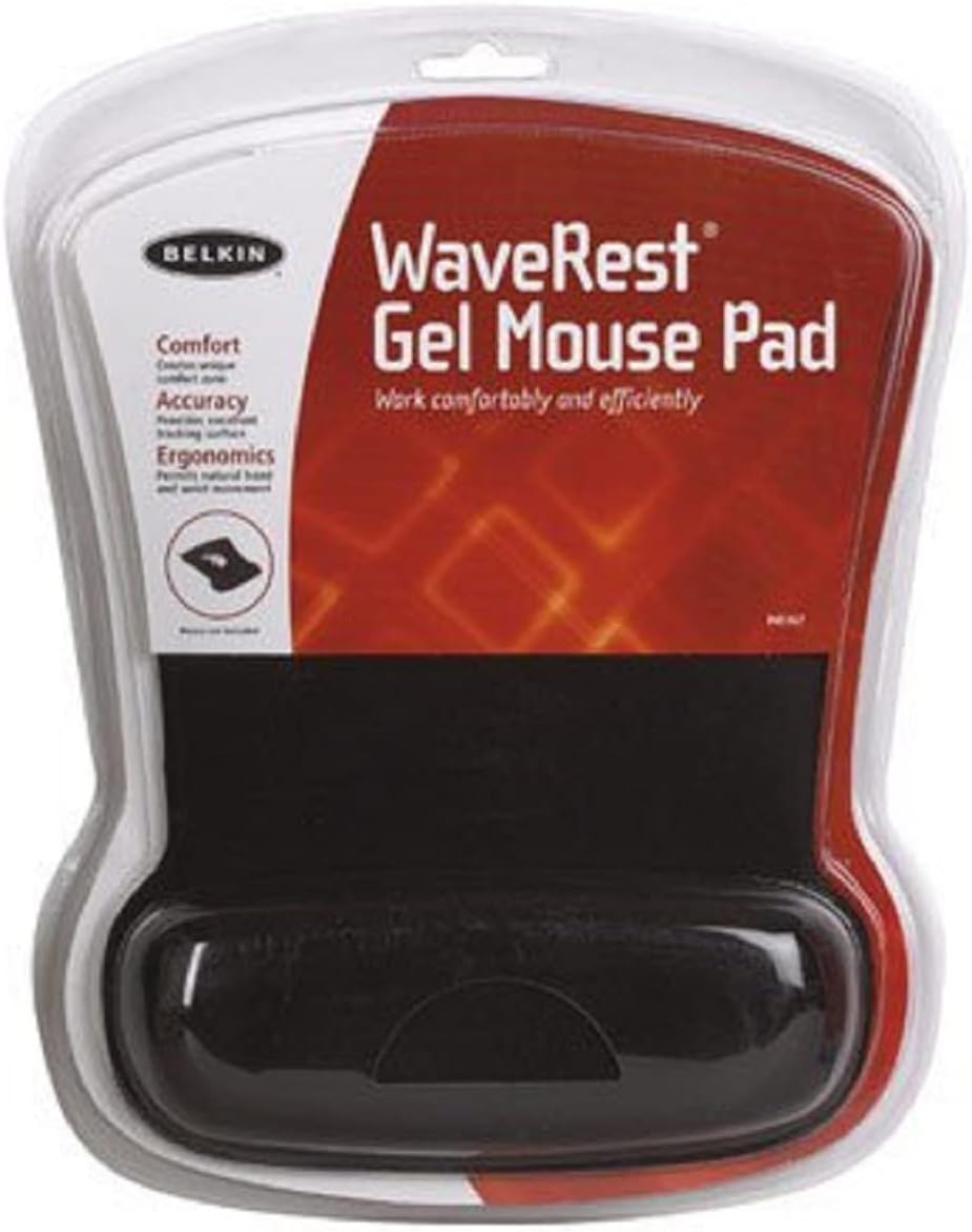 Belkin WaveRest Gel Mouse Pad, Black (F8E262-BLK), 1 Pack