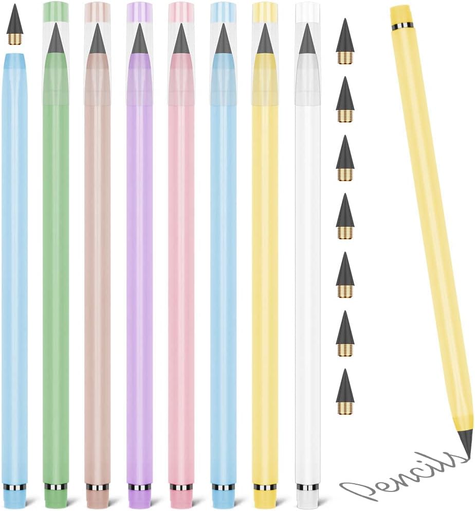 HOTUT Inkless Pencil - 4pcs Everlasting Wooden Infinity Pencil, Wood-Cased Graphite Reusable for Writing Drawing, Students Home Office School Supplies
