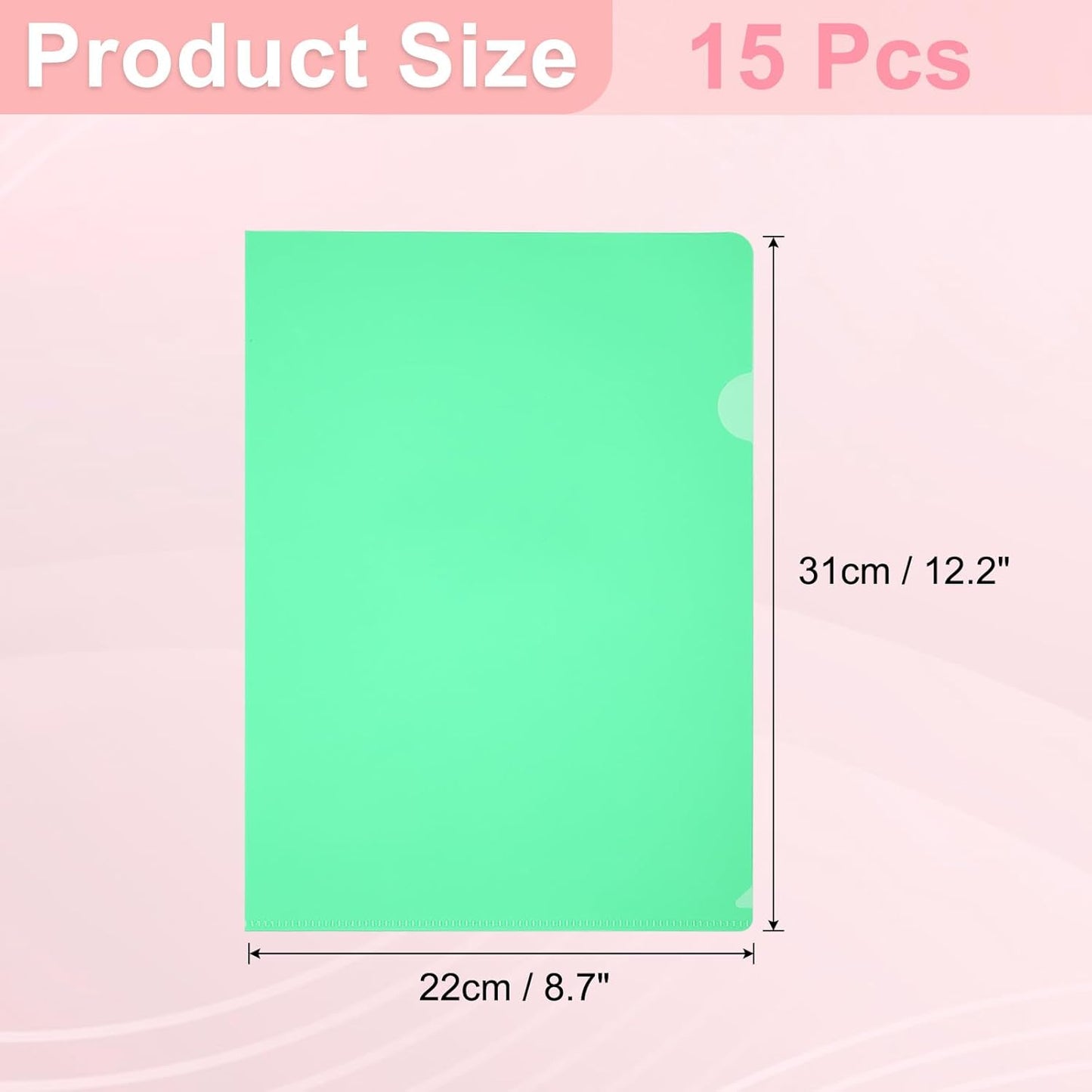 PATIKIL A5 Plastic Folders, 15 Pack Clear Folders L Type Project Pockets Paper Document Jacket Sleeves L Shaped Transparent for Documents Plastic Office File, 6.3x8.8in, Gray