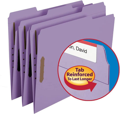 Smead Fastener File Folders, Reinforced 1/3-Cut Tabs, 2 Fasteners, Letter Size, Blue, 50 per Box (12040)