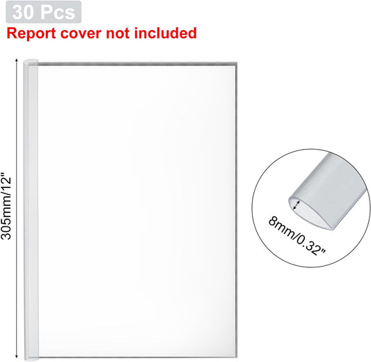 PATIKIL 30Pcs Binding Bars, 8mm Binding Bars Slide Grip 50 Sheets Capacity A4 Size Report Binder Teardrop Shape Presentation Binder for Report Cover Resume, Clear