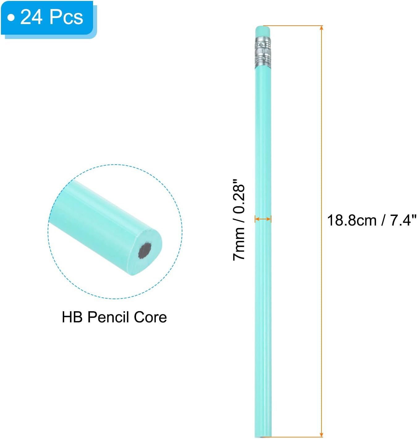 PATIKIL Round Pencils, 24 Pcs Triangle HB Graphite Pencil Wooden Pencils with Eraser for Classroom Office Writing Drawing Supplies, White