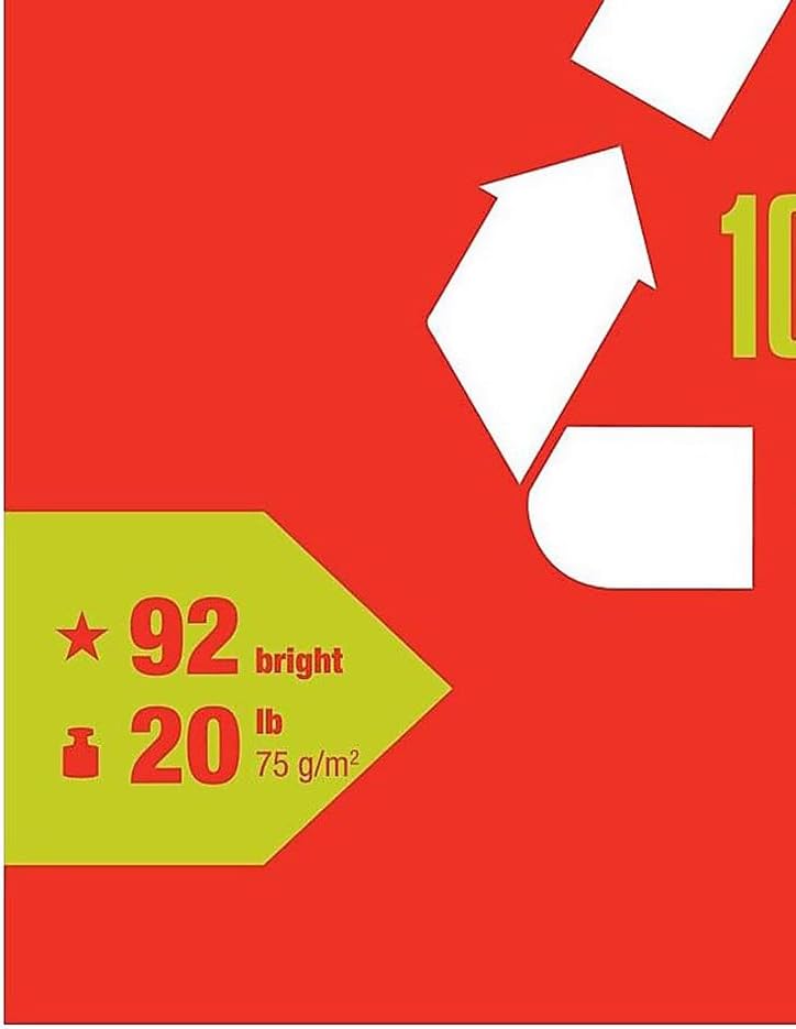 Staples 100% Recycled 8.5-Inch x 11-Inch Copy Paper 20 lbs 92B 500/Ream 10 Ream/Count, For Office, School & Home
