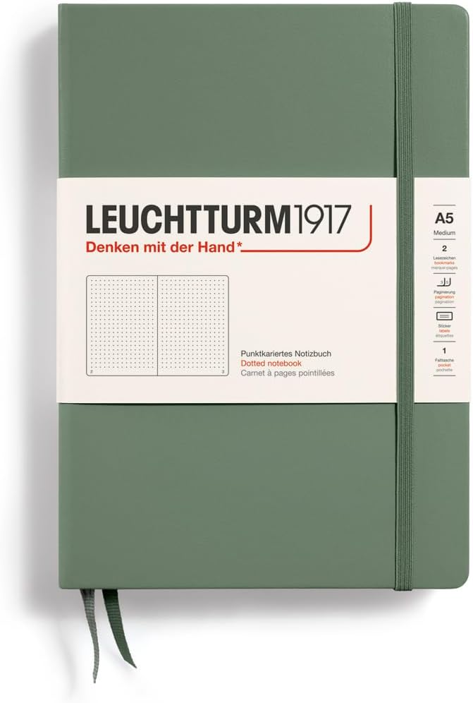 LEUCHTTURM1917 - Notebook Hardcover Medium A5-251 Numbered Pages for Writing and Journaling (Navy, Ruled)