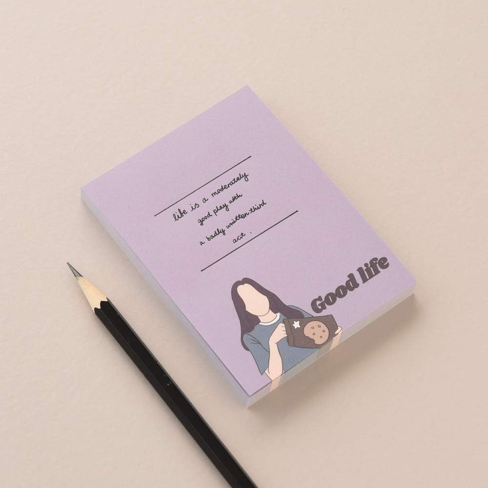 Monolike Memopad Memories design B SET - 4 Packs, 4 Different Designs, 100 Sheets Per Pad, Total 400 Sheets, Note pads, Writing pads, 3.15 x 4.17 Inches