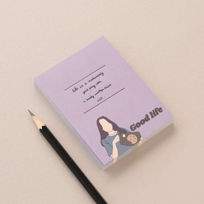 Monolike Memopad Memories design B SET - 4 Packs, 4 Different Designs, 100 Sheets Per Pad, Total 400 Sheets, Note pads, Writing pads, 3.15 x 4.17 Inches