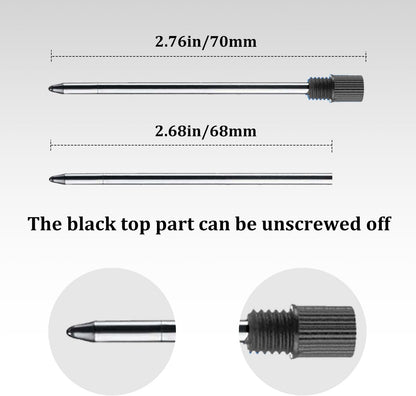Black Ink Refills (10 Pcs), Replaceable Pen Refills, 2.75 inch (70 mm) Ballpoint Pens Refills, 1mm Medium Tips - Black