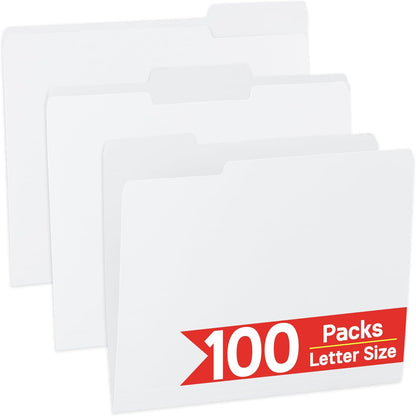 VZCPYTPM 100 Packs Black File Folder,Manilla File Folders Letter Size,1/3-Cut Tabs,8.5x11 File Folders for Office Filing,School Projects and Home,Organizer File Folder