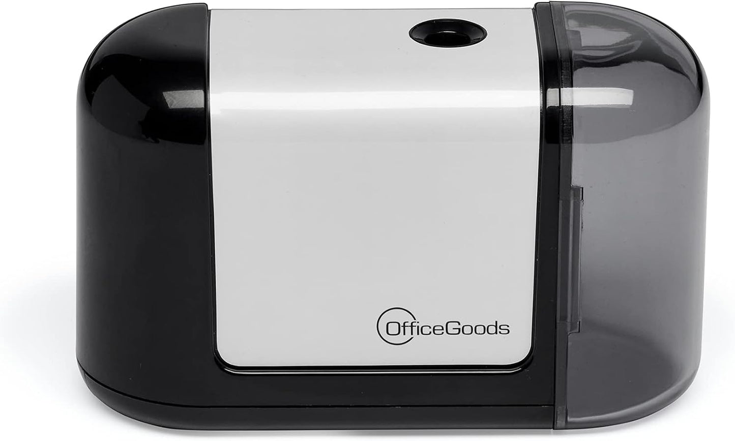 OfficeGoods Mini-Pro Electric Pencil Sharpener - Cordless Portable Sharpener - Battery Operated - Compact & Powerful for Home, Office & School - White