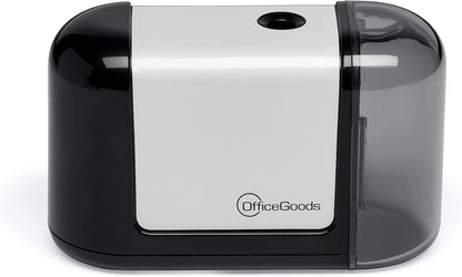 OfficeGoods Mini-Pro Electric Pencil Sharpener - Cordless Portable Sharpener - Battery Operated - Compact & Powerful for Home, Office & School - White