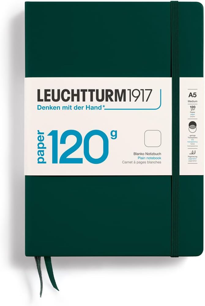 LEUCHTTURM1917 - 120G Special Edition - Medium A5 Hardcover Notebook - 203 Numbered Pages with 120gsm Paper (Navy, Dotted)