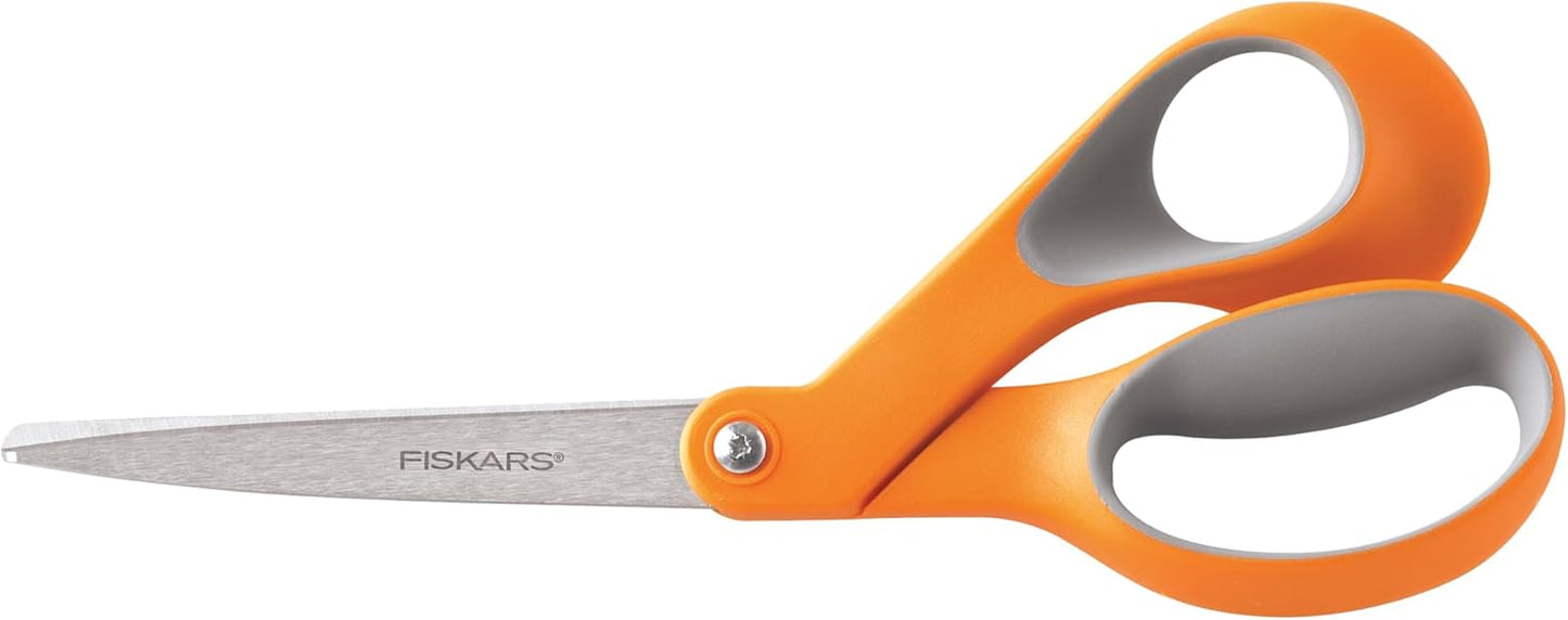 Fiskars All Purpose Scissors, High Performance Cutting, Stainless Steel Blades, Ergonomic and Comfort Handles, Perfect for Arts and Crafts and the Office, Scissors for Office