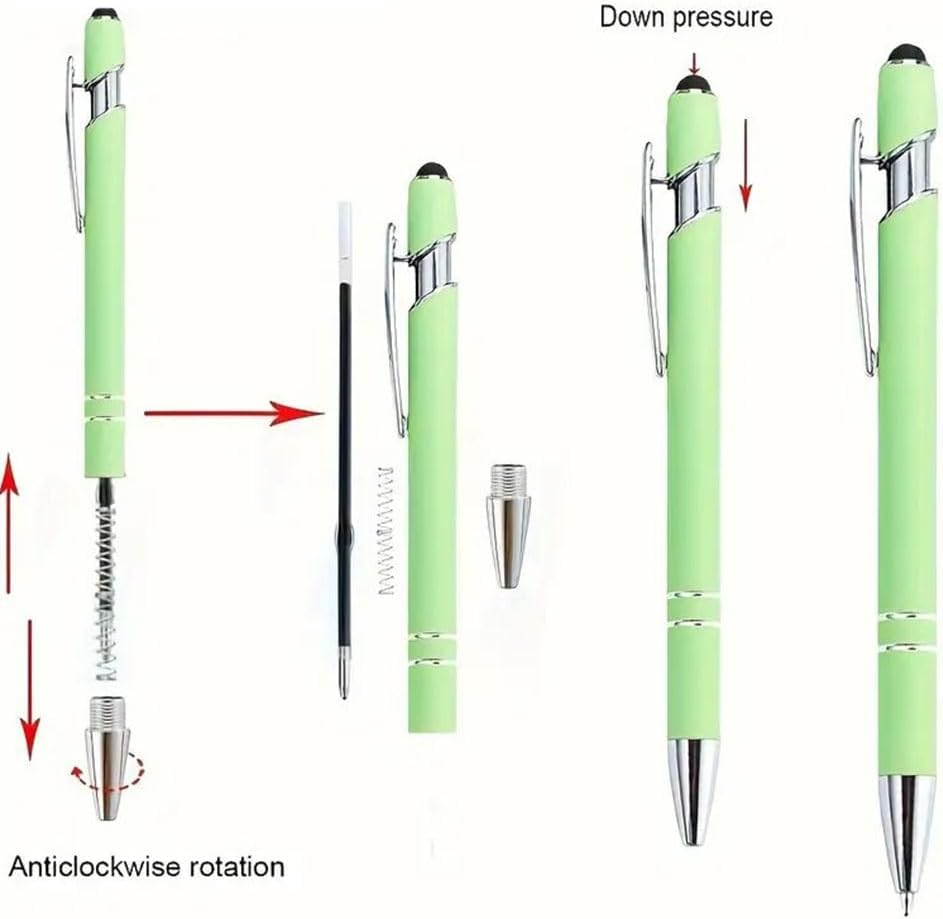 3.85inch/9.8cm Pen Refills - 2-in-1 Retractable Ballpoint Pen Refill -Touch Screen Stylus Pen Refills-Black Pen Refill (50, Black)