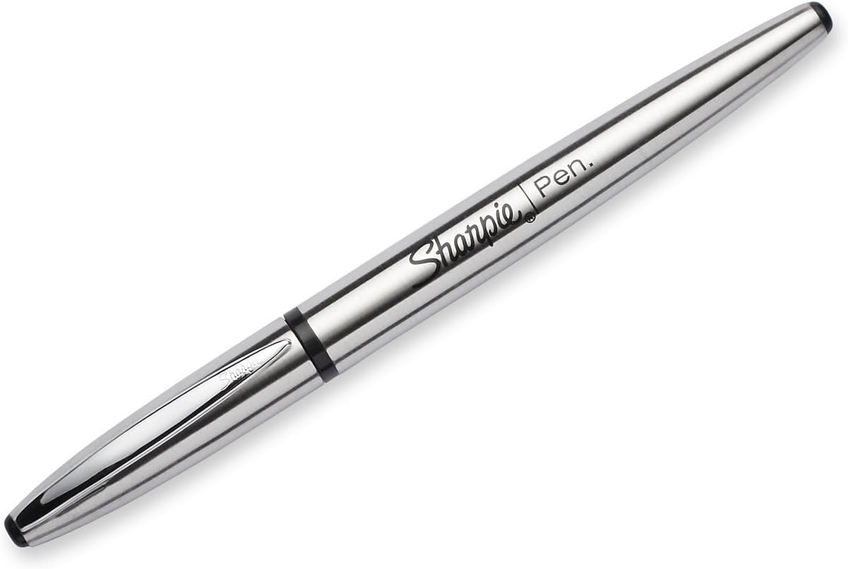 Sharpie Stainless Steel Grip Pen, Fine Point (0.8mm), Black, 1 Count