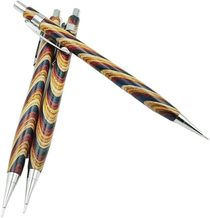 Spiral Grain Wooden Mechanical Pencils -Unique Colors Airplane Aluminum Core Artist's Drawing Pencil Comes with Gift Box (Walnut)