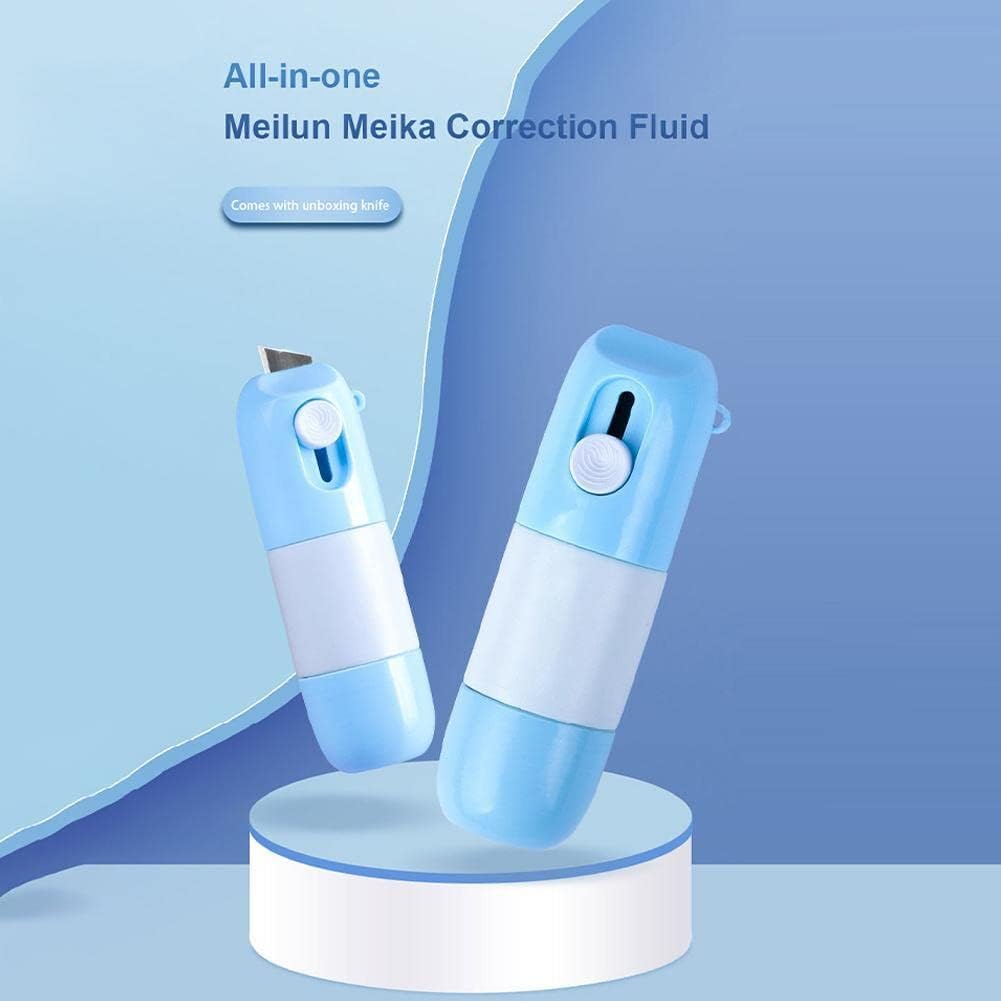 Blue Thermal Paper Correction Fluid with Unboxing Knife,Whiteout Liquid,Portable Information Anti-Leakage Protection Correction Fluid,2 in 1 Privacy Protection Artifact for Package Labels Bills