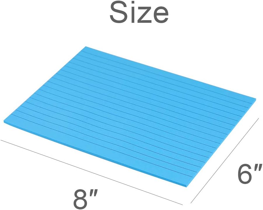 Lined Sticky Notes 4X6 in Bright Ruled Stickies Colorful Super Sticking Power Memo Pads, 45 Sheets/pad, 6 Pads/Pack