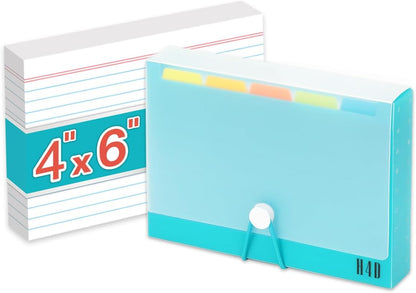 H4D 3x5 Index Card Case with 100 Heavyweight Ruled Index Cards and Dividers, Black