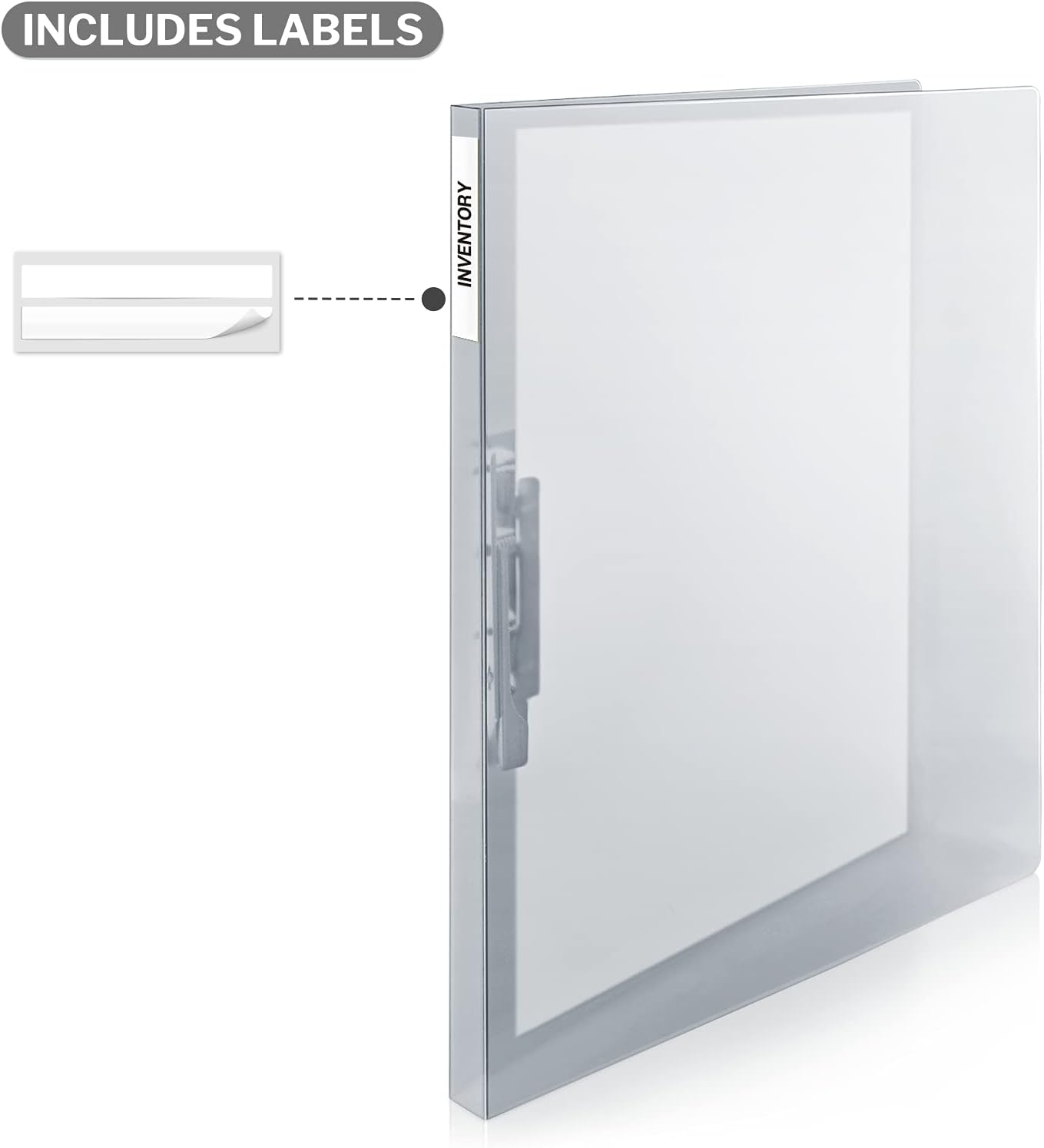 CRANBURY Punchless Clamp Binder (Dusky Gray), Ringless Binder Holds 100 Letter Size Pages, Documents, 8.5x11 Folder with Metal Clip for Home or Office, Transparent Acid-Free Poly
