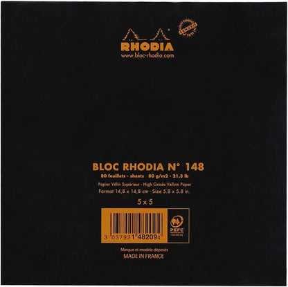 Rhodia Head Stapled Pad, No16 A5, Dot - Black