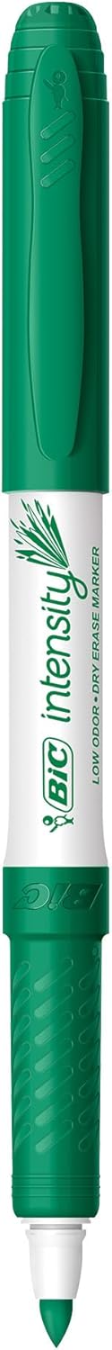 BIC Intensity Green Low Odor Dry Erase Markers, Fine Tip, 12-Count Pack of Erasable Markers With Low-Odor Ink for a Pleasant Writing Experience