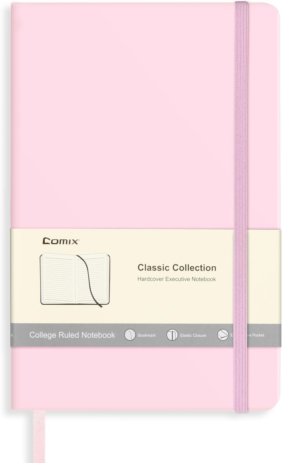 Comix 6 Pack Lined Journal Notebooks for Work, 240 Pages, 5.5"x8.3", Black, Hardcover, A5 Medium College Ruled, Journaling Notebooks for Notes-Taking, Fits for Office School Home