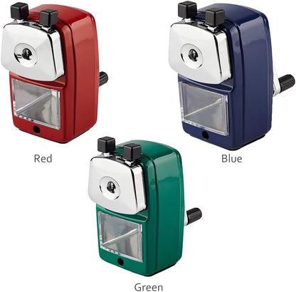 Pencil Sharpener, School Office Manual Desktop Sharpener for Standard and Jumbo Pencils, Pencil Sharpener Metal Manual Crank for Classroom, Home and Art(Color:Red)