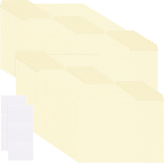 48 Pack Colored Plastic File Folders with Tabs and Sticky Labels Sturdy 1/3 Cut Tab Manila File Folders Letter Size 8. 5 x 11 Inch for Office Home Supplies Organizer Documents(Black)