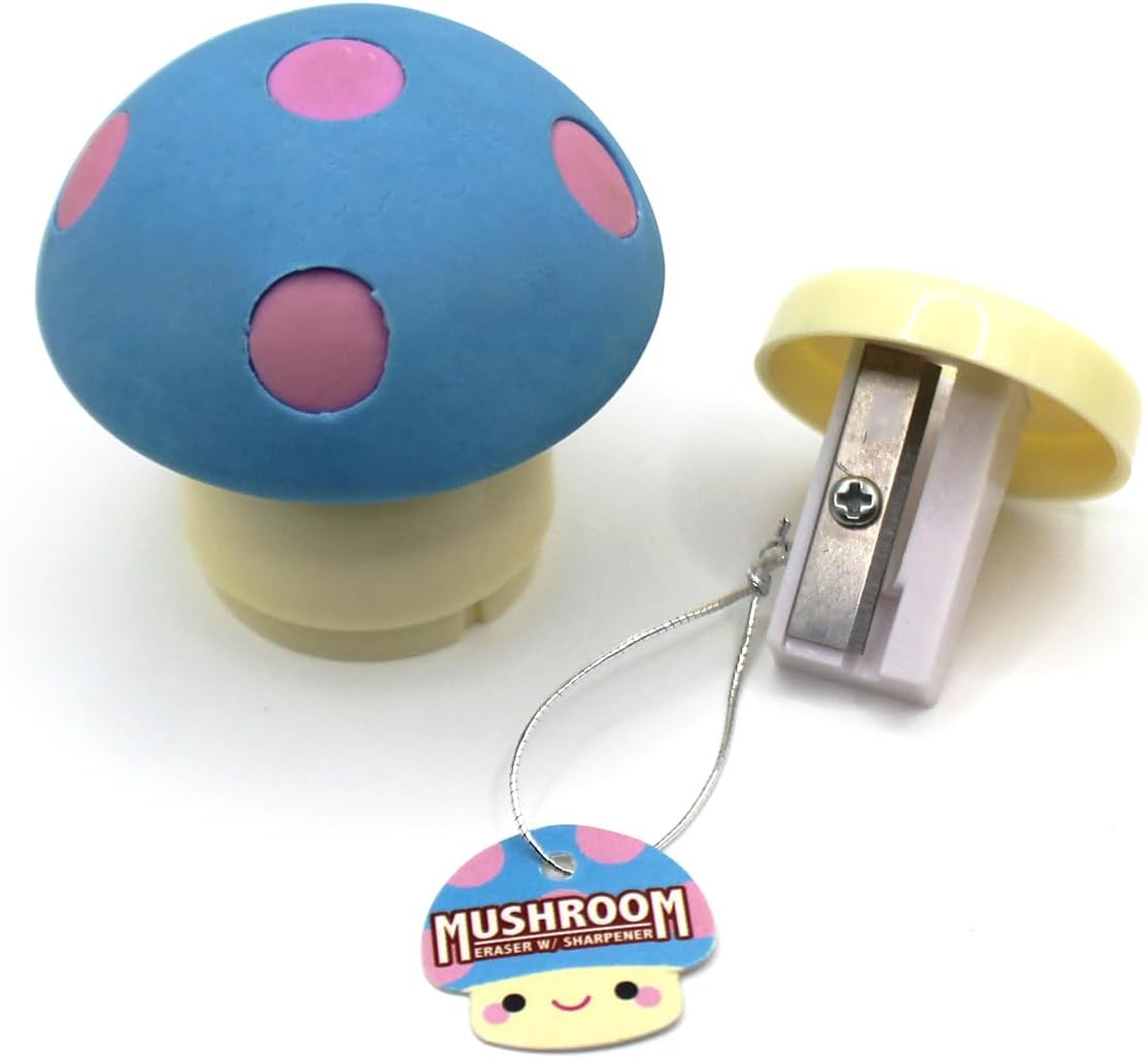 Limited Edition Mushroom Eraser and Pencil Sharpener (RED Cap W/Yellow DOTS)