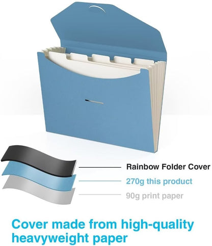 Blue Lake ECOLIFE Recyclable Paper 6-Pockets Expanding File Document Folder Plastic Free, Accordian File Organizer - A4 Letter Size, 200 Sheet Capacity for School, Office, Home Ruby