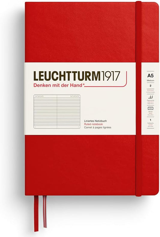 LEUCHTTURM1917 - Notebook Hardcover Medium A5-251 Numbered Pages for Writing and Journaling - Thinking Ahead (Plain Paper, Spice Brown)