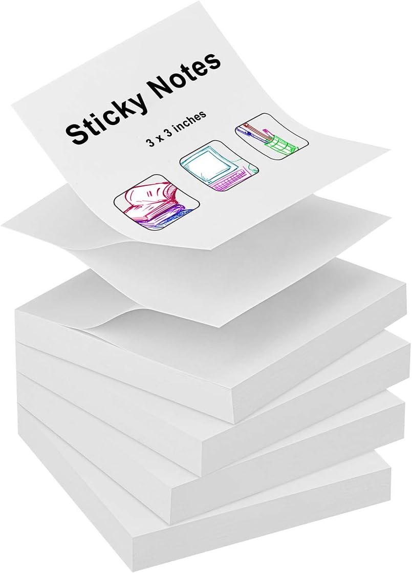 ZCZN 400 Sheets Pop-up Sticky Notes, 3 x 3 Inches, 4 Pads Bright Color Self-Stick Notes, 100 Sheets/Pad, Pink