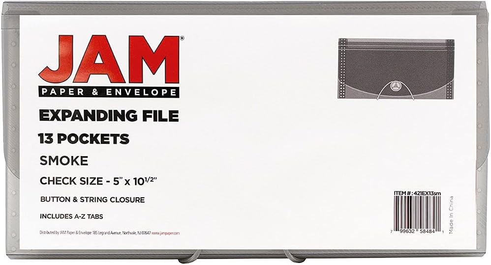 JAM Paper Accordion Folders - 13 Pocket Plastic Expanding File - Legal Size - 10 x 15 - Red - Sold Individually