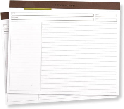 Levenger Freeleaf Horizontal Annotation Ruled Pads – Set of 2, 50 Sheets Each, 11" x 9.25", Gray 1/4" Ruled, Perforated, 100gsm Acid-Free Paper, Ideal for Cornell Note-Taking, Landscape Format