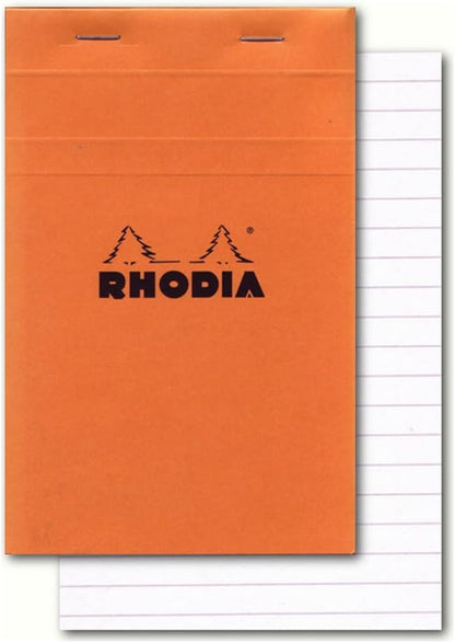 Rhodia Head Stapled Pad No16 A5, Ruled + Margin, 148x210mm-Black