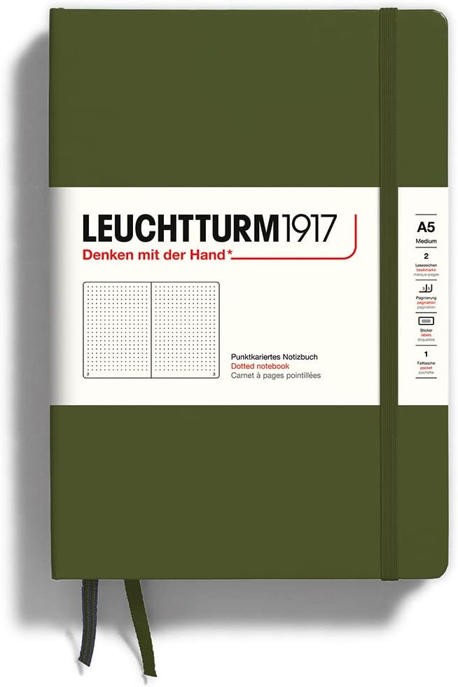 LEUCHTTURM1917 - Notebook Hardcover Medium A5-251 Numbered Pages for Writing and Journaling (Navy, Ruled)