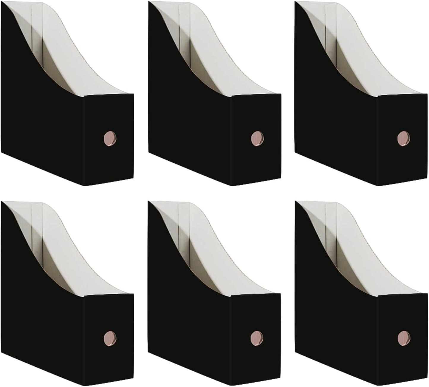 Limitliho 6 Pack Cardboard Magazine Holder for Desk, Book Bins for Classroom Library,Office,Home, 10.6" H x 10.2" L x 3.5" W in Magazine File Holder (Elegant color)