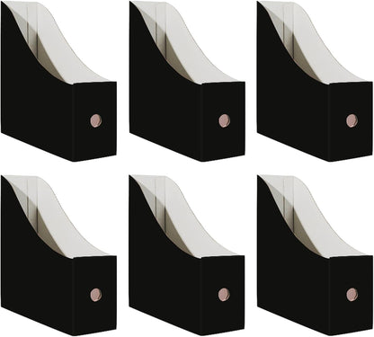 Limitliho 6 Pack Cardboard Magazine Holder for Desk, Book Bins for Classroom Library,Office,Home, 10.6" H x 10.2" L x 3.5" W in Magazine File Holder (Elegant color)