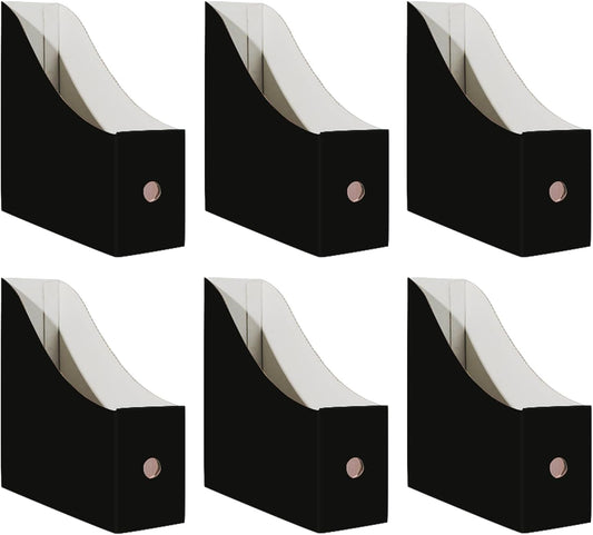 Limitliho 6 Pack Cardboard Magazine Holder for Desk, Book Bins for Classroom Library,Office,Home, 10.6" H x 10.2" L x 3.5" W in Magazine File Holder (Elegant color)