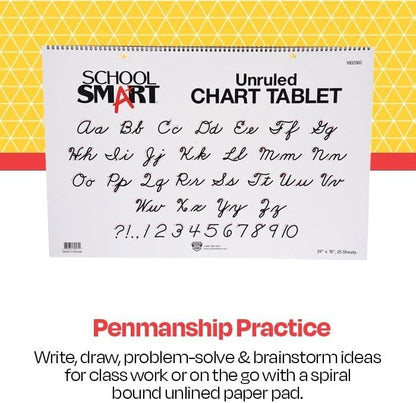 School Smart Chart Tablet, 24 x 16 Inches, 1 Inch Rule, 25 Sheets