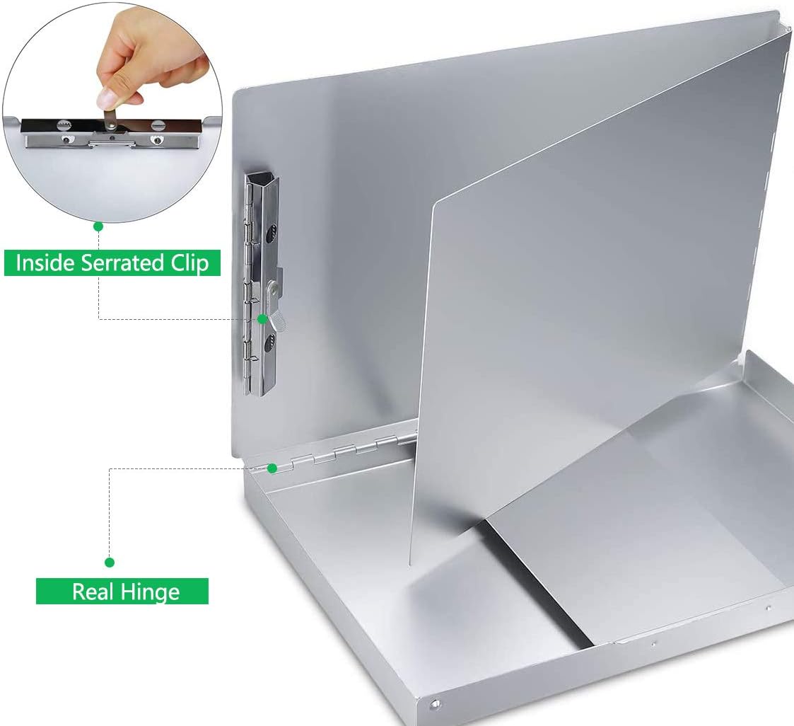 Sunnyclip Aluminum Clipboard with Storage (Letter Size), Metal Recycle Form Holder Portfolio Binder with Clip Inside Posse Box, for Office Business Medical Professionals Stationer